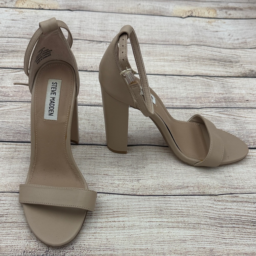 Steve Madden Beige Block Heel Sandals